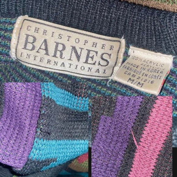 90s Colourful Jacquard Knit Jumper (M) - Picture 4 of 10